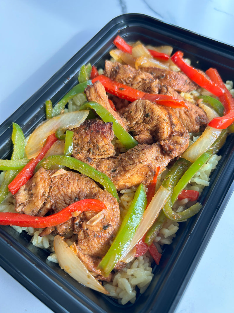 Chicken Fajita Bowl with Peppers, Onions & Cilantro Rice
